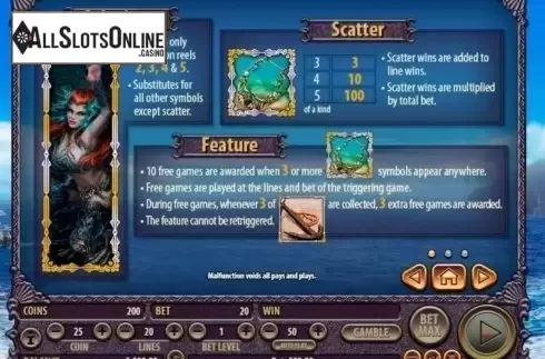 Paytable 1. Ocean's Call from Habanero