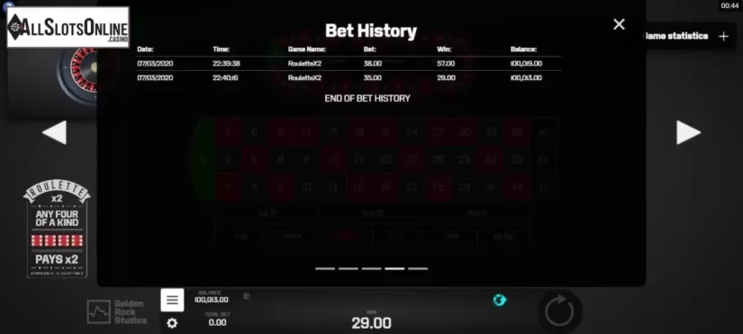 Game Rules 4. Roulette X2 from Golden Rock Studios
