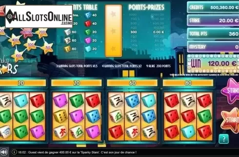 Win Screen 2. Sparky Stars Dice from GAMING1
