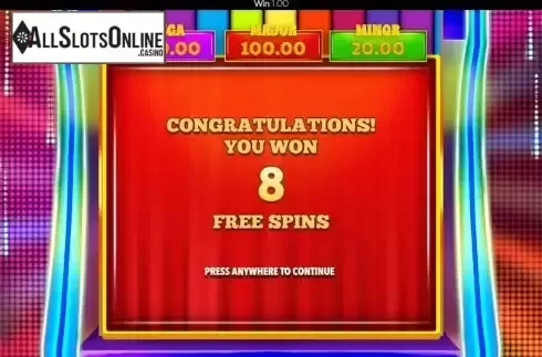 Free Spins screen