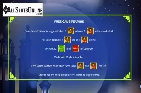 Free Game Feature. The Magical Lamp from August Gaming