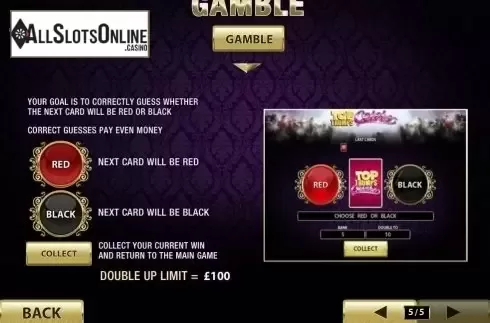 Paytable 5. Top Trumps Celebs from Playtech