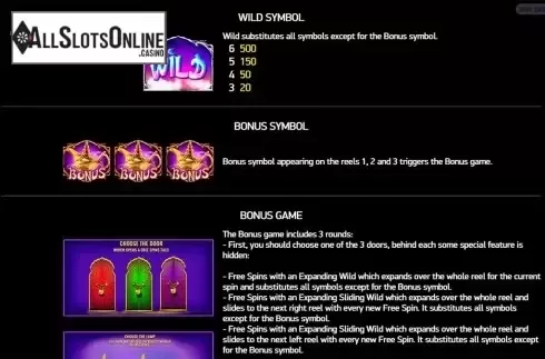 Paytable . True Oriental from Playreels