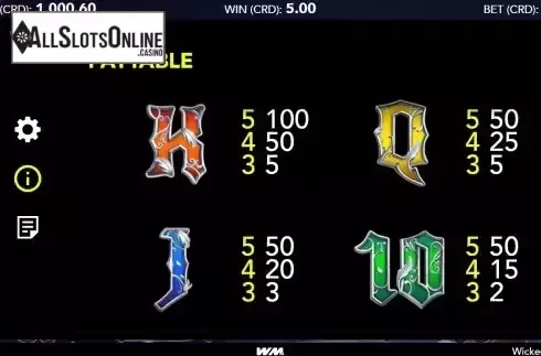 Pay Table screen 2