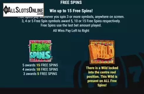 Free Spins screen