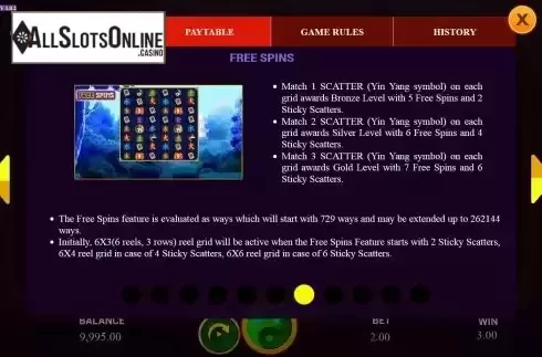 Free Spins feature screen