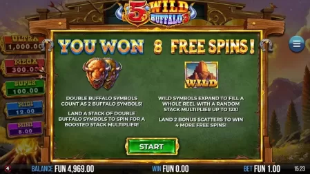 5 Wild Buffalo 3 slot screenshot 4
