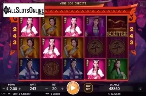 Win Screen. 7 Heroines from KA Gaming
