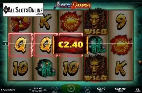 Win Screen . Action Dragons from Ainsworth