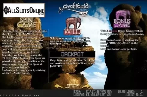 Paytable 2. Archibald Oriental Tales HD from World Match