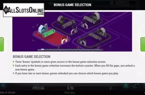 Bonus game selection screen