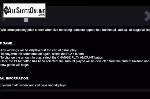 Info 2. Big Money Slingo from Instant Win Gaming