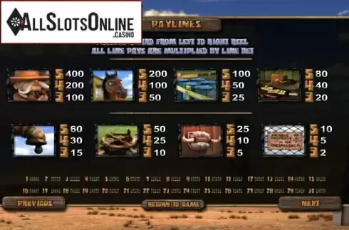 Paytable 1. Black Gold from Betsoft