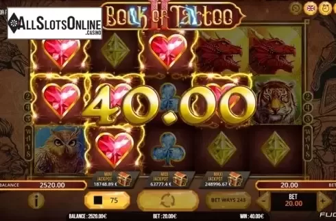 Win Screen 3. Book Of Tattoo 2 from Fugaso