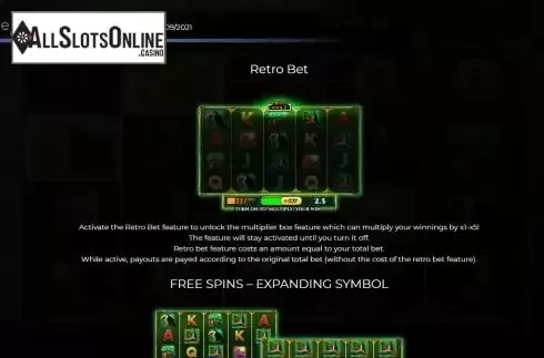 Retro bet feature screen