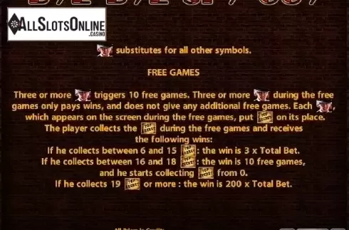 Paytable 2. Bye Bye Spy Guy from Casino Technology
