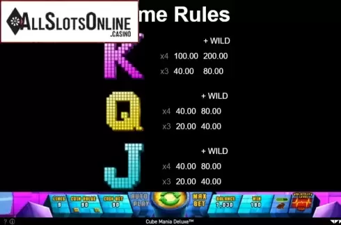 Paytable 2. Cube Mania Deluxe from Wazdan