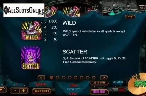 Pay table. Dark Joker (XIN Gaming) from XIN Gaming