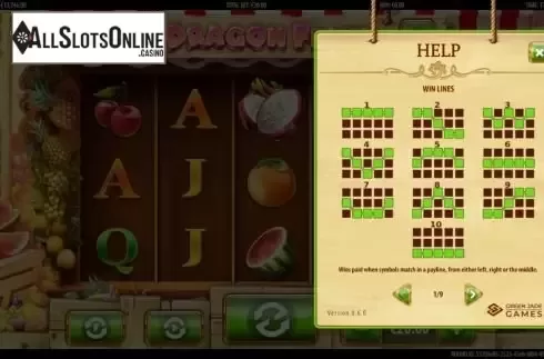 Paylines screen