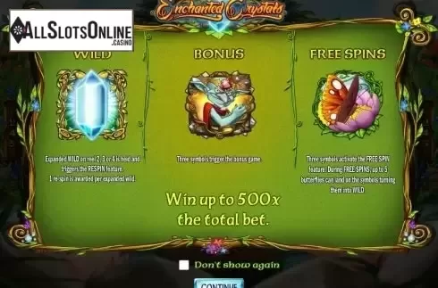 Game features. Enchanted Crystals (Play'n Go) from Play'n Go
