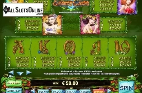 Paytable 2. Enchanted Crystals (Play'n Go) from Play'n Go