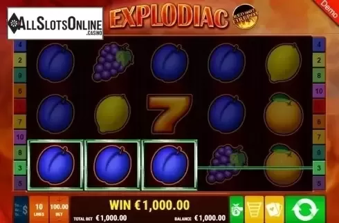 Win screen. Explodiac RHFP from Gamomat