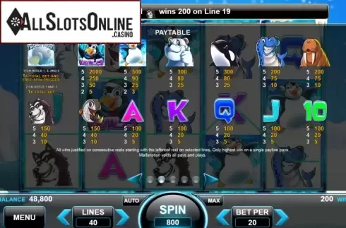 Paytable. Frozen Arctic from Spin Games