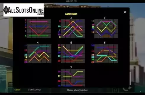 Pay Lines screen