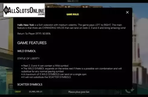 Game Feature screen