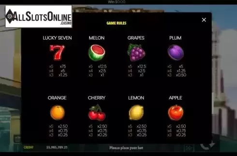 Pay Table screen