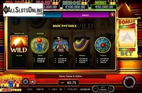 Paytable 1. Hotter Than Hot from Ainsworth