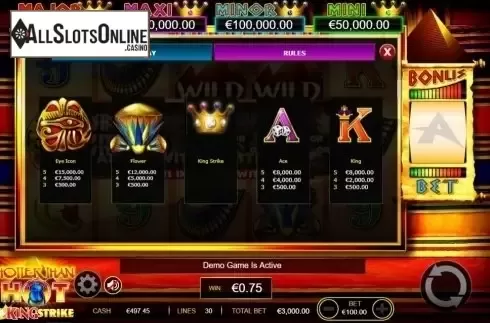 Paytable 2. Hotter Than Hot from Ainsworth