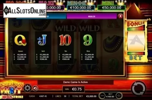 Paytable 3. Hotter Than Hot from Ainsworth