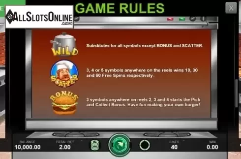 Symbols Screen. Hungry Chef from Caleta Gaming