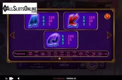 Paytable 2. I Zombie from RTG