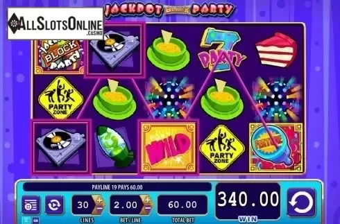 Wild Win screen. Jackpot Block Party from WMS