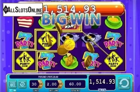Big Win screen. Jackpot Block Party from WMS