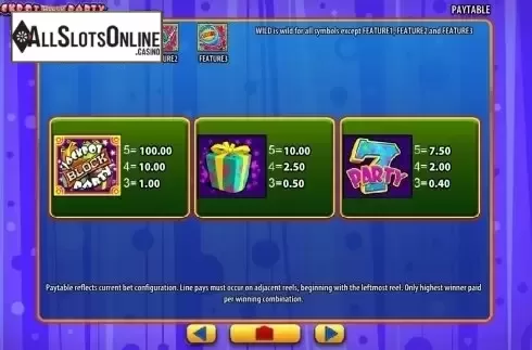 Paytable 1. Jackpot Block Party from WMS