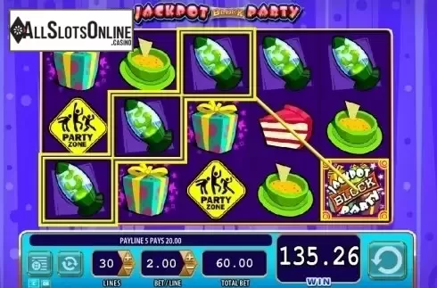 Win screen. Jackpot Block Party from WMS