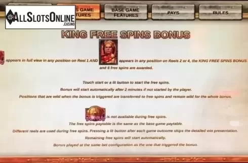 Paytable 2. King of Macedonia from IGT
