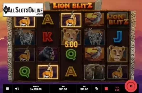 Win Screen. Lion Blitz from Mighty Finger