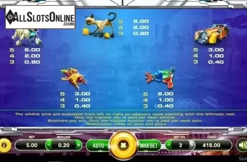 Paytable. Majestic 6 from SlotVision