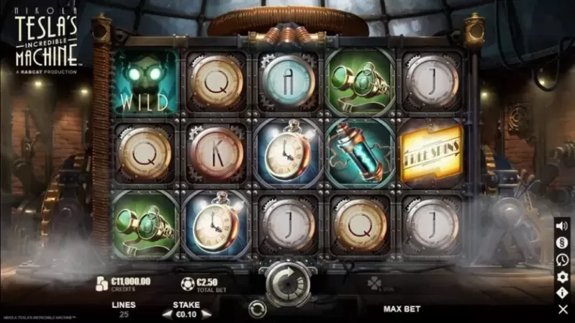 Nikola Tesla's Incredible Machine slot screenshot 1