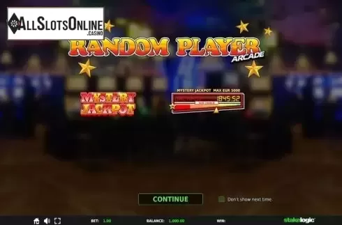 Start Screen. Random Player from StakeLogic