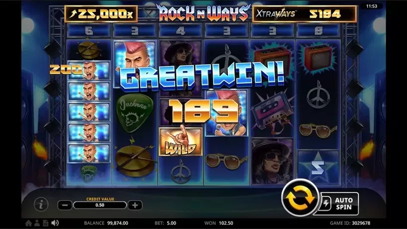 Rock N' Ways XtraWays slot screenshot 4