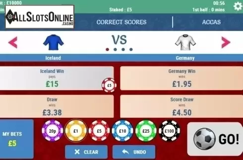 Reel screen. Rush World Cup Go! from Inspired Gaming