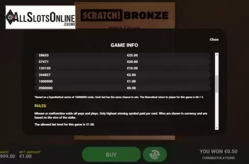 Info 2. Scratch Bronze from Hacksaw Gaming