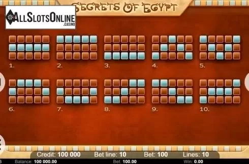 Paylines. Secrets of Egypt (Kajot Games) from KAJOT