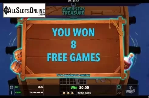 Free Spins screen