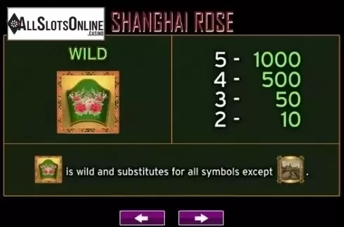 Paytable 5. Shanghai Rose from High 5 Games